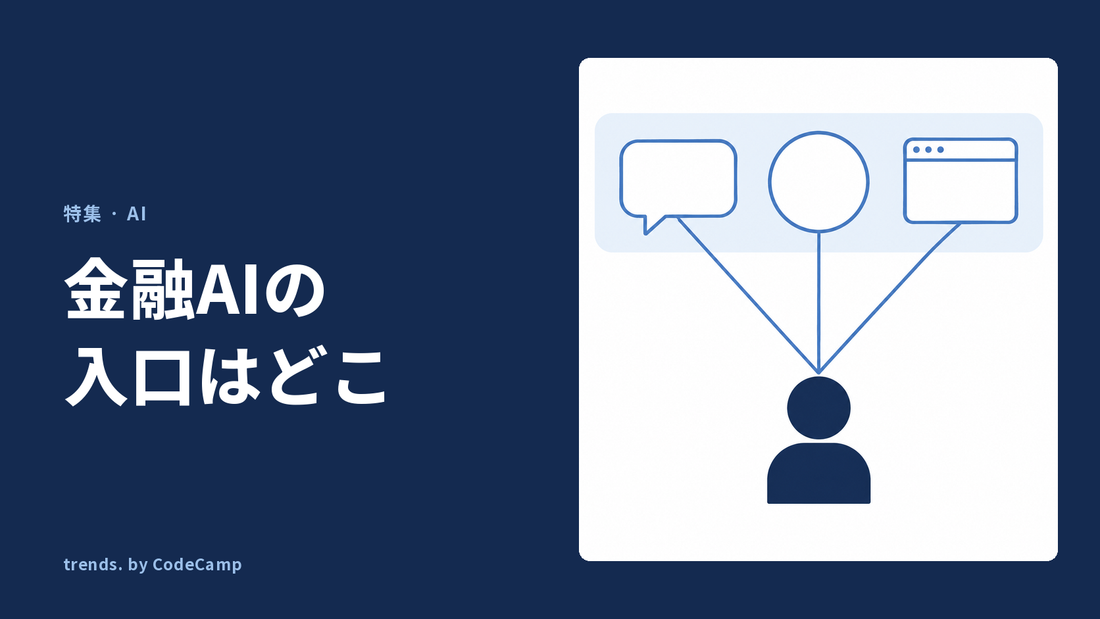 形の異なる3つの入口から伸びた線が、下にいる一人の顧客に集まる流れを表した図解。