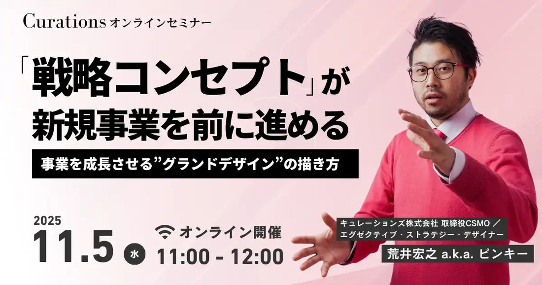 キュレーションズ株式会社が無料ウェビナー開催、新規事業を成功に導く戦略コンセプトの描き方を解説