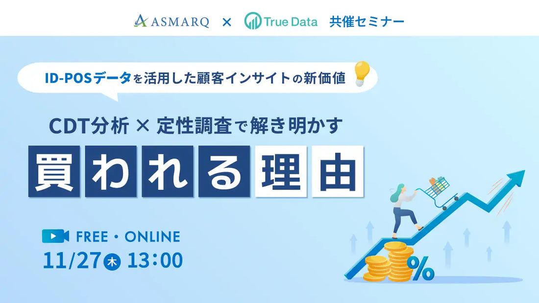 アスマークとTrue Dataが共催ウェビナー開催、CDT分析と定性調査で買われる理由を解明