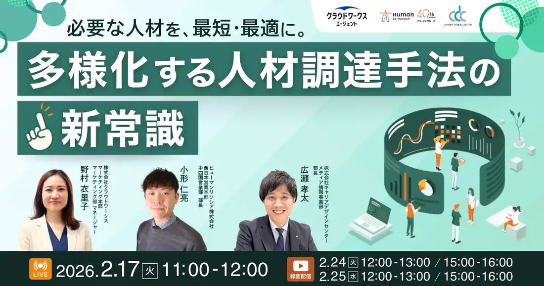 株式会社キャリアデザインセンターが3社協賛ウェビナーを開催、多様化する人材調達手法の新常識を議論