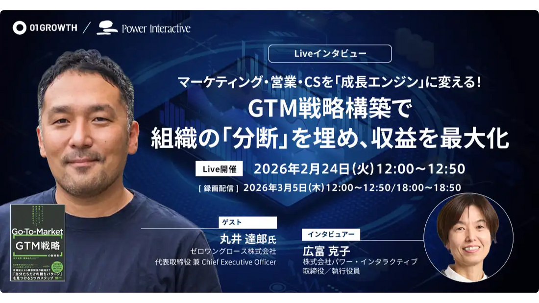 株式会社パワー・インタラクティブがGTM戦略構築ウェビナーを共催、組織の分断を埋め収益を最大化