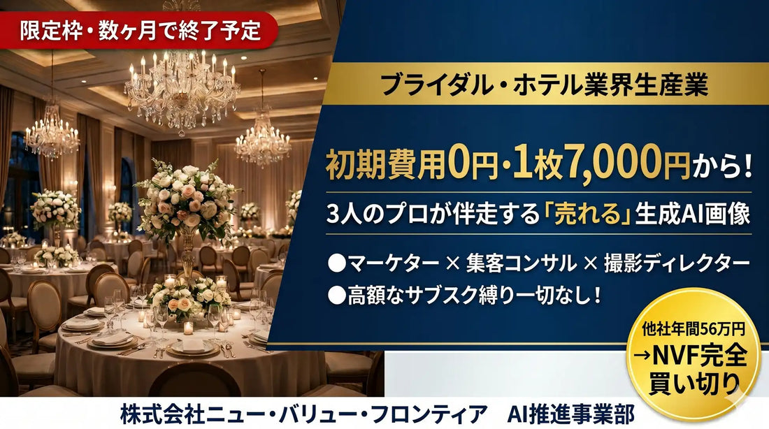 ニュー・バリュー・フロンティアが生成AI画像制作プロダクトを刷新、初期費用0円と3名体制で売れる写真の提供を開始