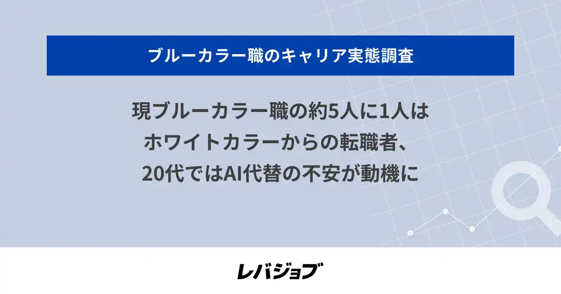 レバジョブがブルーカラー職724名を調査、20代はAI代替不安から現場職を選ぶ傾向が明らかに