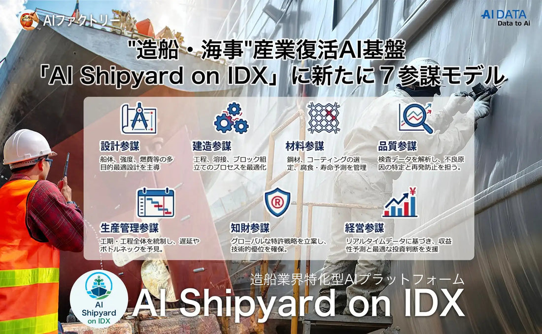 AIデータがAI Shipyard on IDXの7参謀モデルを発表、造船・海事産業の設計から経営判断までAIが一貫支援