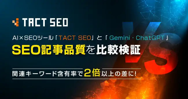 ウィルゲートがTACT SEOと生成AIの記事品質を比較検証、関連キーワード含有率で2倍以上の差