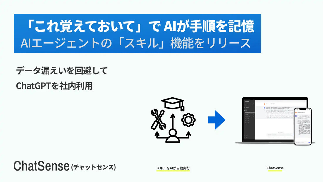 ナレッジセンスがChatSenseに「スキル機能」をリリース、AIが手順書を記憶し業務自動化へ