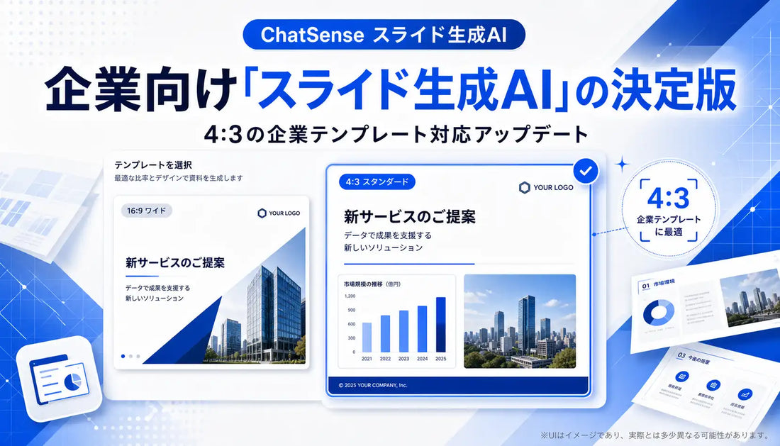 ナレッジセンスがChatSenseのスライド生成AIで4比3テンプレート対応を強化、PPTX出力品質の課題を解消