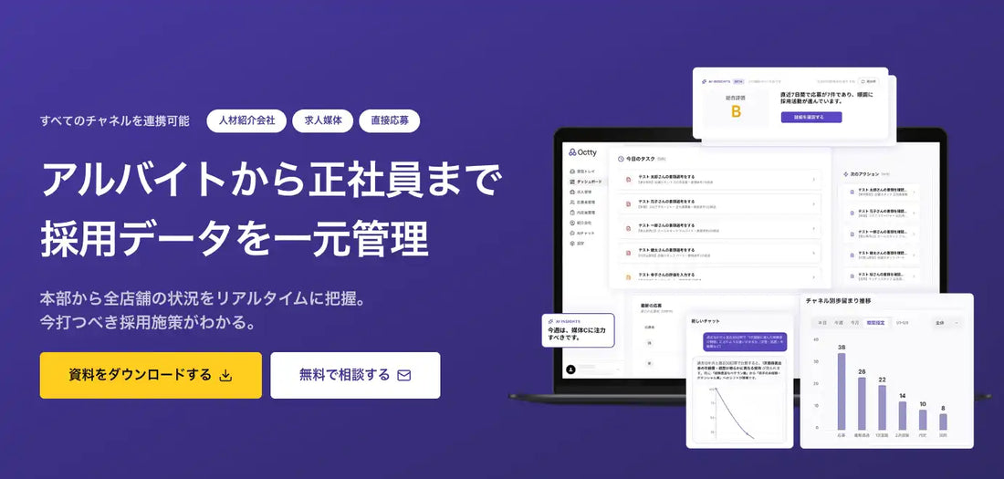 Miuitが店舗経営企業向け採用管理システム「Octty」を提供開始、AIが採用課題の分析と打ち手を支援