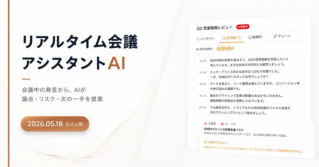 株式会社フィールフロウが「リアルタイム会議アシスタントAI」を正式公開、会議発言を即時アクションへ接続