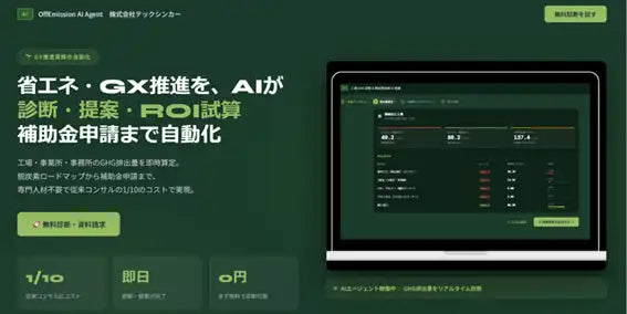 テックシンカーが脱炭素経営の4つのAIソリューションを展開、専門コンサル比1/10のコストで即日対応を実現