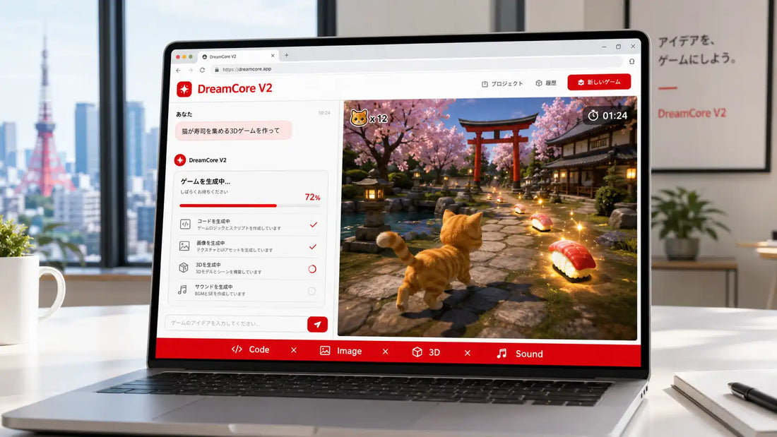 株式会社NEIGHBORが「DreamCore V2」を公開、自然言語だけでブラウザゲームを生成・即シェアできるAIプラットフォームへ進化