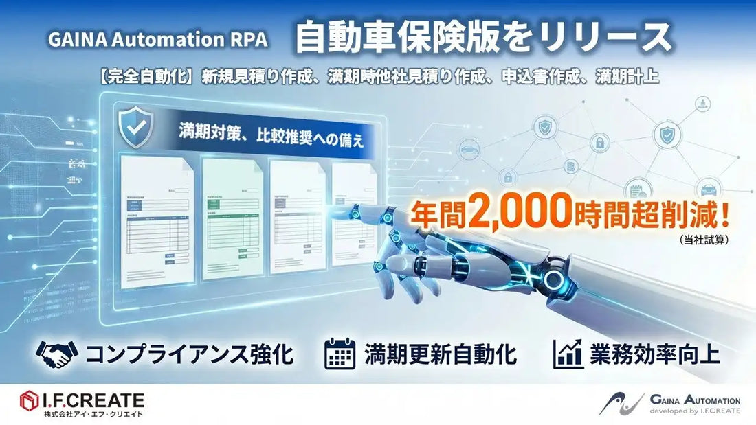 株式会社アイ・エフ・クリエイトが保険代理店業務を自動化し年最大2,400時間削減