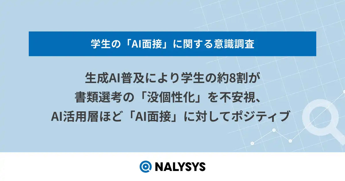 NALYSYSが「AI面接」に関する意識調査を発表、学生の約8割が書類選考への不安を感じる実態が判明