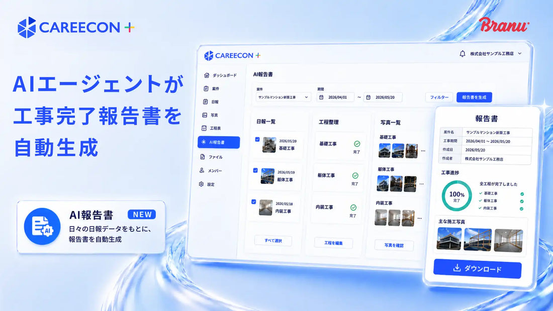 BRANU株式会社がCAREECON PlusにAI報告書を追加、書類作成負担の軽減を実現