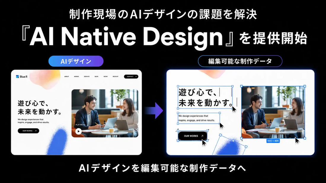 ブルーアールがAI Native Designを提供開始、AIデザインを編集可能な制作データとして最短1営業日で納品