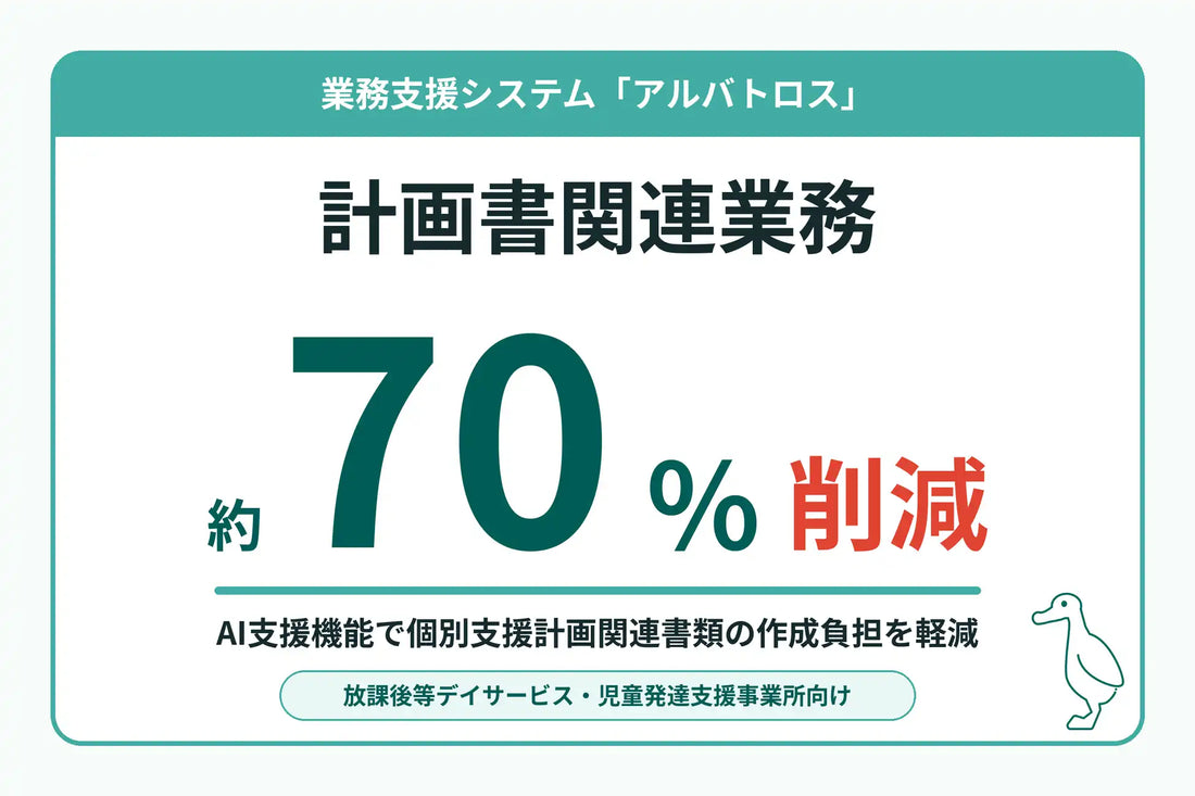 アルバトロスが放課後等デイサービス向けAI支援で計画書業務を約70％削減、月額5,980円で提供