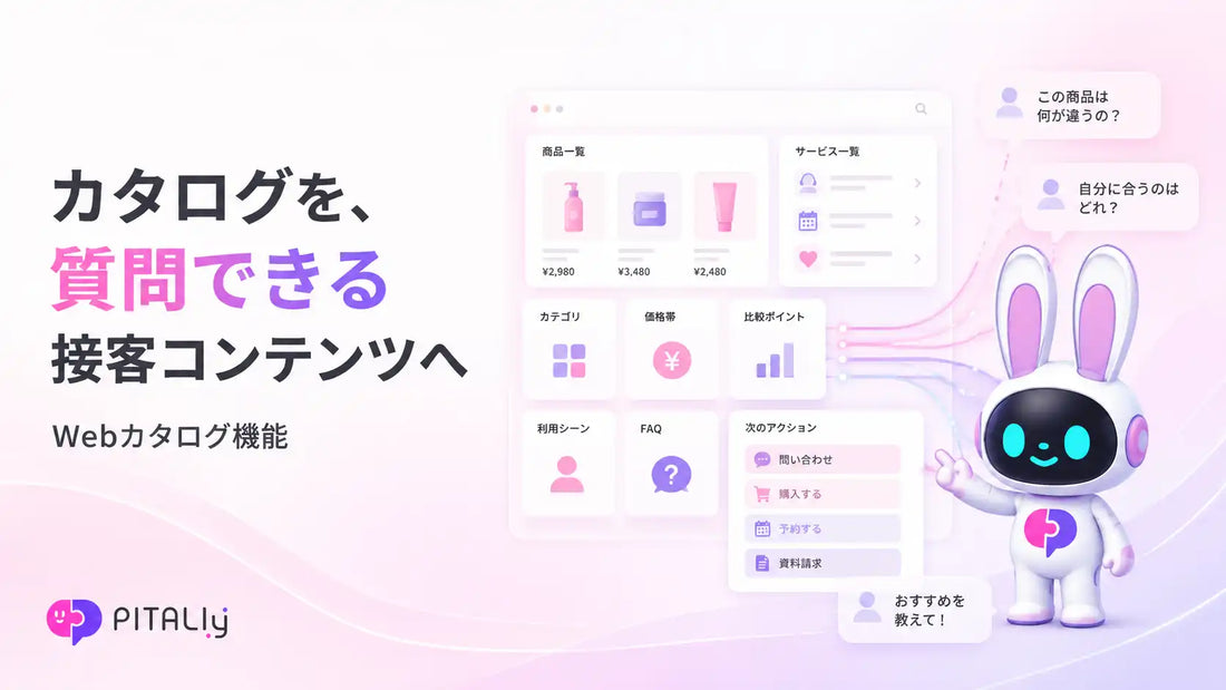 AIVy株式会社がPITALIyに「Webカタログ機能」を追加、対話形式の商品案内により購入や問い合わせへの誘導を支援