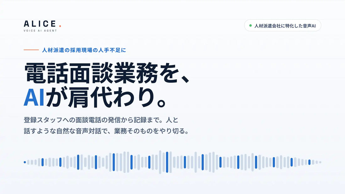 株式会社VODEが音声AIエージェント「ALICE(アリス)」を提供開始、受電から面談記録までを自動化します