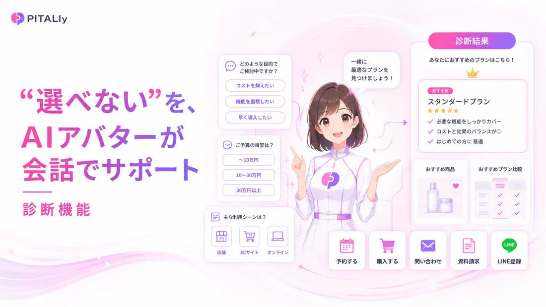 AIVy株式会社がAIアバター「PITALIy」に診断機能を提供開始し、会話によるスムーズな商品・プラン選びを支援