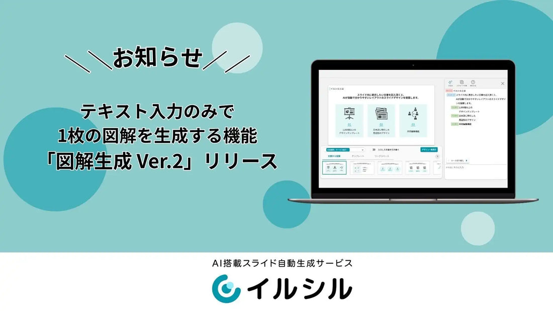 図解生成 Ver.2が最大添付ファイル数を10枚に拡張、株式会社イルシルのAIスライド自動生成サービスがアップデート