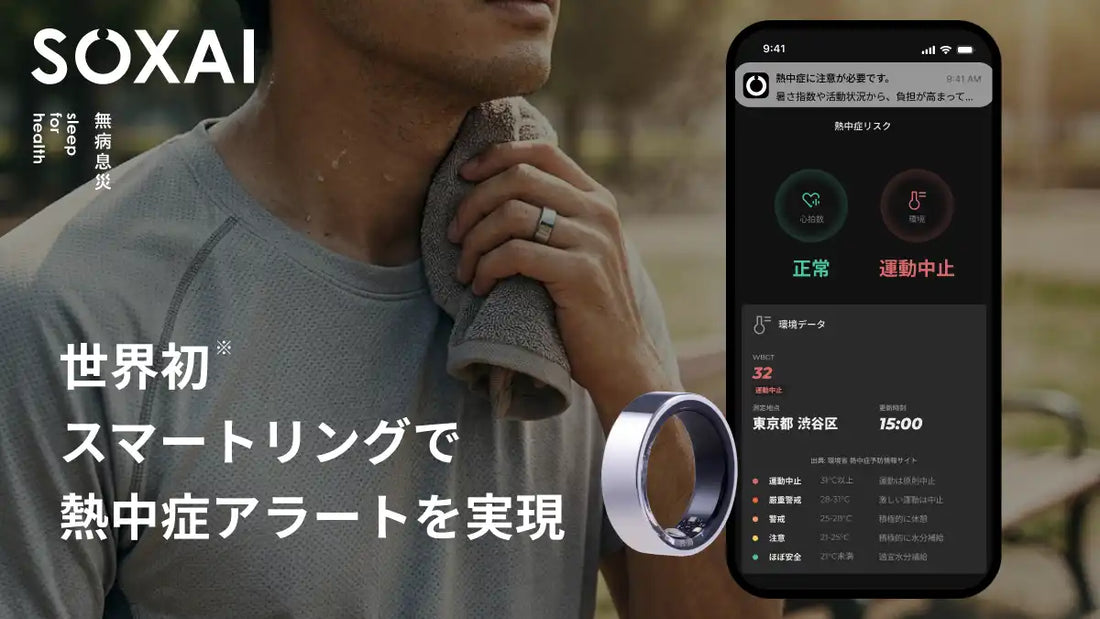 SOXAIがSOXAI調べで世界初のスマートリング向け熱中症アラート機能を提供開始、暑さ指数と生体データでリスクを検知