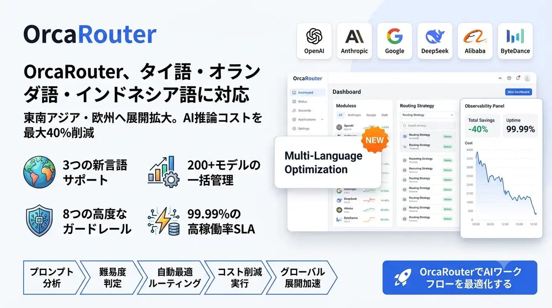 OrcaRouterがタイ語・オランダ語・インドネシア語に対応、200+モデルのAI推論ゲートウェイが多言語展開を加速