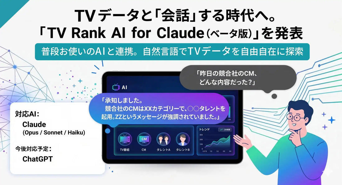 エム・データがTV Rank AI for Claude（ベータ版）を発表、自然言語対話で高度なデータ分析を実現