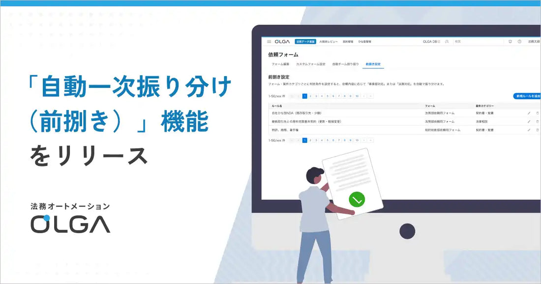 GVA TECH株式会社がOLGAに「自動一次振り分け（前捌き）」機能を搭載、法務対応件数を20%削減