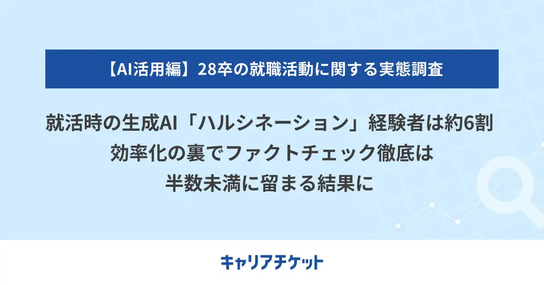 キャリアチケット就職が28卒の生成AI活用実態を調査、ハルシネーション経験者は約6割でファクトチェック徹底は半数未満
