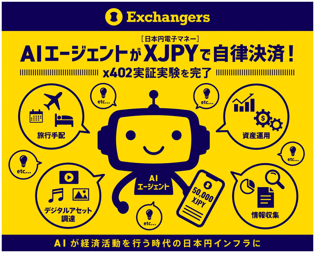 エクスチェンジャーズがKYC済みウォレット・ガスレス・XJPYを一体提供、x402実装で自律決済の実証実験を完了