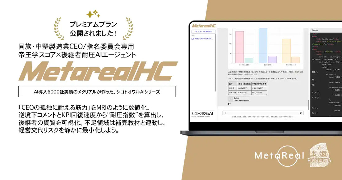 ロゼッタがMetareal エアコーチプレミアムプランを提供開始、後継者の耐圧指数を可視化し経営交代リスクを最小化