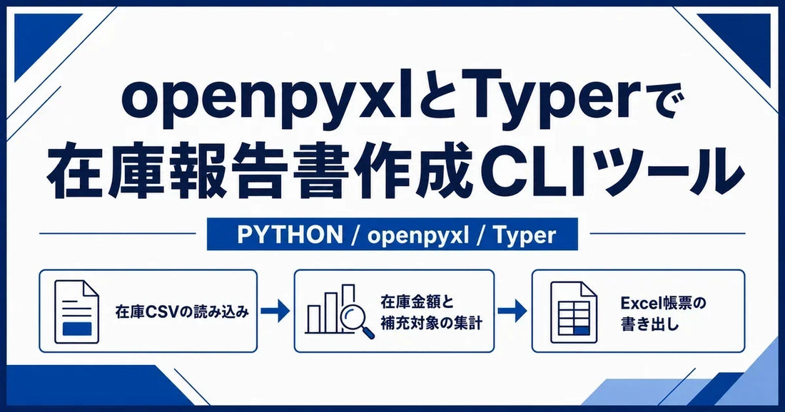 【Python】openpyxlとTyperで在庫報告書作成CLIツールを作ってみた