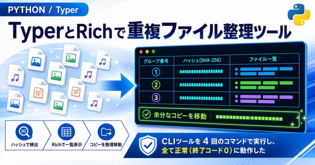 【Python】TyperとRichで重複ファイル整理ツールを作ってみた