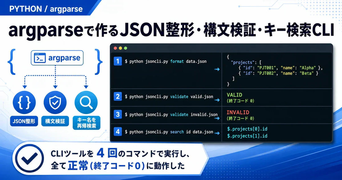【Python】argparseでJSON整形・構文検証・キー検索CLIを試してみた