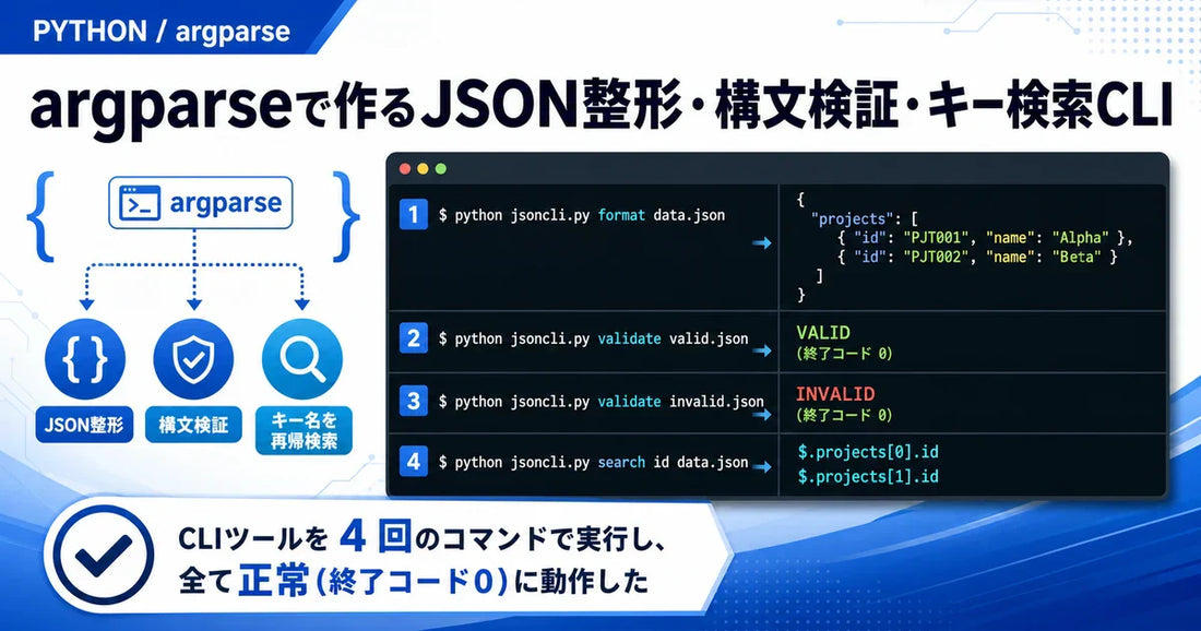 【Python】argparseでJSON整形・構文検証・キー検索CLIを試してみた